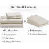 image6 Piece California King Size Sheet Set with 4 Pillowcases 600 Thread Count 100 Cotton Sateen Creamy Beige