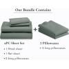 image6 Piece California King Size Sheet Set with 4 Pillowcases 600 Thread Count 100 Cotton Sateen Sage Green  Cool Tone