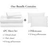 image6 Piece California King Size Sheet Set with 4 Pillowcases 600 Thread Count 100 Cotton Sateen White