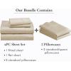 image6 Piece Full Size Sheet Set with 4 Pillowcases 400 Thread Count 100 Cotton Sateen Golden Beige