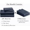 image6 Piece Full Size Sheet Set with 4 Pillowcases 400 Thread Count 100 Cotton Sateen Indigo Dusty Blue
