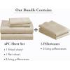 image6 Piece King Size Sheet Set with 4 Pillowcases 400 Thread Count 100 Cotton Sateen Golden Beige