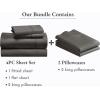 image6 Piece King Size Sheet Set with 4 Pillowcases 400 Thread Count 100 Cotton Sateen Grey