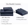 image6 Piece King Size Sheet Set with 4 Pillowcases 400 Thread Count 100 Cotton Sateen Indigo Dusty Blue