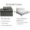 image7 Piece Split King Sheet Set Size Sheet Set Grey and Waterproof Mattress Protector White Bundle  500 Thread Count 100 Cotton Sateen 5 Piece Sheet Set with 2 Mattress Protectors