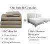 image7 Piece Split King Size Sheet Set Cool Taupe and Waterproof Mattress Protector White Bundle  600 Thread Count 100 Cotton Sateen 5 Piece Sheet Set with 1 Mattress Protector