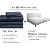 image7 Piece Split King Size Sheet Set Indigo Dusty Blue and Waterproof Mattress Protector White Bundle  400 Thread Count 100 Cotton Sateen 5 Piece Sheet Set with 1 Mattress Protector