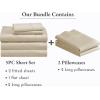 image7 Piece Split King Size Sheet Set with 4 Pillowcases 400 Thread Count 100 Cotton Sateen Golden Beige