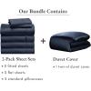 image7Piece Twin XL Size Dorm Bedding Bundle  2 Sheet Sets ampamp 1 Duvet Cover  400 Thread Count  100 Cotton Sateen  Indigo Dusty Blue