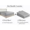 imageCalifornia Design Den 3Piece Bundle  Fitted Sheet with 2 Pillowcases 400 Thread Count 100 Cotton Sateen Deep Pockets Full Size Grey