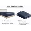 imageCalifornia Design Den 3Piece Bundle  Fitted Sheet with 2 Pillowcases 400 Thread Count 100 Cotton Sateen Deep Pockets Full Size Indigo Dusty Blue