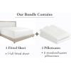 imageCalifornia Design Den 3Piece Bundle  Fitted Sheet with 2 Pillowcases 400 Thread Count 100 Cotton Sateen Deep Pockets Full Size Pale Ivory
