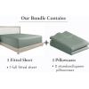 imageCalifornia Design Den 3Piece Bundle  Fitted Sheet with 2 Pillowcases 400 Thread Count 100 Cotton Sateen Deep Pockets Full Size Sage Green