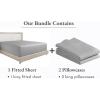imageCalifornia Design Den 3Piece Bundle  Fitted Sheet with 2 Pillowcases 400 Thread Count 100 Cotton Sateen Deep Pockets King Size Light Grey