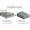 imageCalifornia Design Den 3Piece Bundle  Fitted Sheet with 2 Pillowcases 400 Thread Count 100 Cotton Sateen Deep Pockets King Size Sage Green