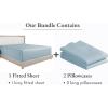 imageCalifornia Design Den 3Piece Bundle  Fitted Sheet with 2 Pillowcases 400 Thread Count 100 Cotton Sateen Deep Pockets King Size Sky Blue
