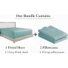 imageCalifornia Design Den 3Piece Bundle  Fitted Sheet with 2 Pillowcases 400 Thread Count 100 Cotton Sateen Deep Pockets King Size Teal