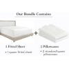 imageCalifornia Design Den 3Piece Bundle  Fitted Sheet with 2 Pillowcases 400 Thread Count 100 Cotton Sateen Deep Pockets Queen Size Pale Ivory