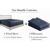 imageCalifornia Design Den 3Piece Bundle  Fitted Sheet with 2 Pillowcases 400 Thread Count 100 Cotton Sateen Deep Pockets Twin Size Indigo Dusty Blue
