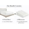 imageCalifornia Design Den 3Piece Bundle  Fitted Sheet with 2 Pillowcases 400 Thread Count 100 Cotton Sateen Deep Pockets Twin Size Pale Ivory