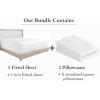imageCalifornia Design Den 3Piece Bundle  Fitted Sheet with 2 Pillowcases 400 Thread Count 100 Cotton Sateen Deep Pockets Twin Size White