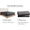 imageCalifornia Design Den 3Piece Bundle  Fitted Sheet with 2 Pillowcases Soft 100 Cotton Sateen Deep Pockets Queen Size Dark Grey