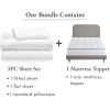 imageCalifornia Design Den 4 Piece Bedding Bundle  3 Piece Sheet Set 100 Cotton Sateen with 1 Mattress Topper Twin White
