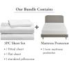 imageCalifornia Design Den 4 Piece Twin Size Sheet Set Eggshell  Ivory and Waterproof Mattress Protector White Bundle  Soft 100 Cotton Sateen 3 Piece Sheet Set with 1 Mattress Protector