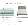 imageCalifornia Design Den 4 Piece Twin Size Sheet Set Seafoam and Waterproof Mattress Protector White Bundle  Soft 100 Cotton Sateen 3 Piece Sheet Set with 1 Mattress Protector