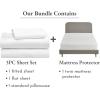 imageCalifornia Design Den 4 Piece Twin Size Sheet Set and Waterproof Mattress Protector Bundle  Soft 100 Cotton Sateen 3 Piece Sheet Set with 1 Mattress Protector White