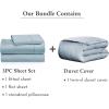 imageCalifornia Design Den 4Piece Twin XL Size Dorm Bedding Bundle  1 Sheet Set ampamp 1 Duvet Cover  400 Thread Count  100 Cotton Sateen  Sky Blue