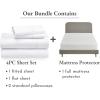 imageCalifornia Design Den 5 Piece Full Size Sheet Set Antique White and Waterproof Mattress Protector White Bundle  400 Thread Count 100 Cotton Sateen 4 Piece Sheet Set with 1 Mattress Protector