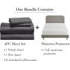 imageCalifornia Design Den 5 Piece Full Size Sheet Set Dark Grey and Waterproof Mattress Protector White Bundle  Soft 100 Cotton Sateen 4 Piece Sheet Set with 1 Mattress Protector
