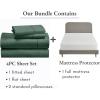 imageCalifornia Design Den 5 Piece Full Size Sheet Set Hunter Green and Waterproof Mattress Protector White Bundle  400 Thread Count 100 Cotton Sateen 4 Piece Sheet Set with 1 Mattress Protector