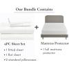 imageCalifornia Design Den 5 Piece Full Size Sheet Set Pale Ivory and Waterproof Mattress Protector White Bundle  400 Thread Count 100 Cotton Sateen 4 Piece Sheet Set with 1 Mattress Protector
