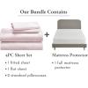 imageCalifornia Design Den 5 Piece Full Size Sheet Set Pink and Waterproof Mattress Protector White Bundle  Soft 100 Cotton Sateen 4 Piece Sheet Set with 1 Mattress Protector