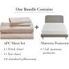 imageCalifornia Design Den 5 Piece Full Size Sheet Set Warm Taupe and Waterproof Mattress Protector White Bundle  Soft 100 Cotton Sateen 4 Piece Sheet Set with 1 Mattress Protector