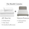 imageCalifornia Design Den 5 Piece Full Size Sheet Set and Waterproof Mattress Protector Bundle  Soft 100 Cotton Sateen 4 Piece Sheet Set with 1 Mattress Protector White