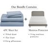 imageCalifornia Design Den 5 Piece King Size Sheet Set Blue and Waterproof Mattress Protector White Bundle  1000 Thread Count 100 Cotton Sateen 4 Piece Sheet Set with 1 Mattress Protector