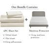 imageCalifornia Design Den 5 Piece King Size Sheet Set Creamy Beige and Waterproof Mattress Protector White Bundle  1000 Thread Count 100 Cotton Sateen 4 Piece Sheet Set with 1 Mattress Protector