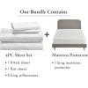 imageCalifornia Design Den 5 Piece King Size Sheet Set Eggshell  Ivory and Waterproof Mattress Protector White Bundle  Soft 100 Cotton Sateen 4 Piece Sheet Set with 1 Mattress Protector