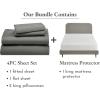 imageCalifornia Design Den 5 Piece King Size Sheet Set Grey and Waterproof Mattress Protector White Bundle  1000 Thread Count 100 Cotton Sateen 4 Piece Sheet Set with 1 Mattress Protector