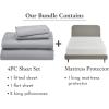 imageCalifornia Design Den 5 Piece King Size Sheet Set Light Grey and Waterproof Mattress Protector White Bundle  1000 Thread Count 100 Cotton Sateen 4 Piece Sheet Set with 1 Mattress Protector