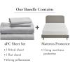 imageCalifornia Design Den 5 Piece King Size Sheet Set Light Grey and Waterproof Mattress Protector White Bundle  Soft 100 Cotton Sateen 4 Piece Sheet Set with 1 Mattress Protector