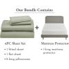 imageCalifornia Design Den 5 Piece King Size Sheet Set Sage Green and Waterproof Mattress Protector White Bundle  1000 Thread Count 100 Cotton Sateen 4 Piece Sheet Set with 1 Mattress Protector