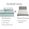 imageCalifornia Design Den 5 Piece King Size Sheet Set Seafoam and Waterproof Mattress Protector White Bundle  Soft 100 Cotton Sateen 4 Piece Sheet Set with 1 Mattress Protector