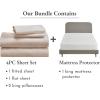 imageCalifornia Design Den 5 Piece King Size Sheet Set Warm Taupe and Waterproof Mattress Protector White Bundle  Soft 100 Cotton Sateen 4 Piece Sheet Set with 1 Mattress Protector