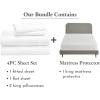 imageCalifornia Design Den 5 Piece King Size Sheet Set and Waterproof Mattress Protector Bundle  1000 Thread Count 100 Cotton Sateen 4 Piece Sheet Set with 1 Mattress Protector White
