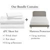 imageCalifornia Design Den 5 Piece King Size Sheet Set and Waterproof Mattress Protector Bundle  Soft 100 Cotton Sateen 4 Piece Sheet Set with 1 Mattress Protector White