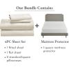 imageCalifornia Design Den 5 Piece Queen Size Sheet Set Creamy Beige and Waterproof Mattress Protector White Bundle  1000 Thread Count 100 Cotton Sateen 4 Piece Sheet Set with 1 Mattress Protector